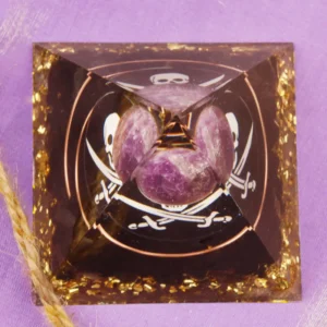Ougin Amethyst Obsidian Skull Symbol Orgone Pyramid - Image 5